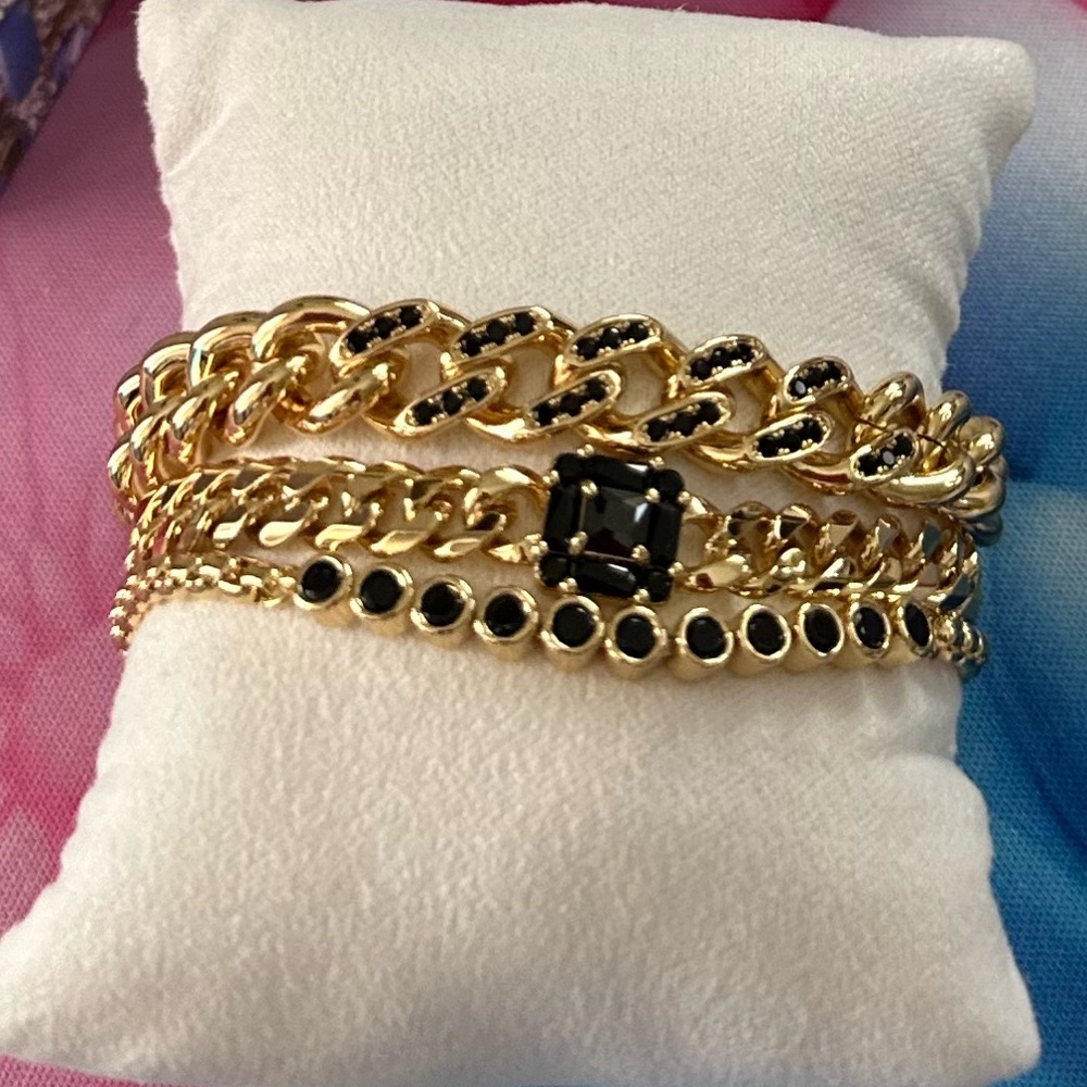 Bomb Party Luxe bracelet set Black Onyx and gold